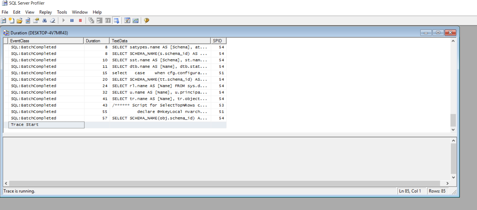 SQL Server Profiler for longest running query